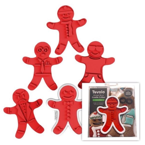 Tovolo Gingerbread Boy Cookie Cutter and 6 Stamps - Picture 1 of 12